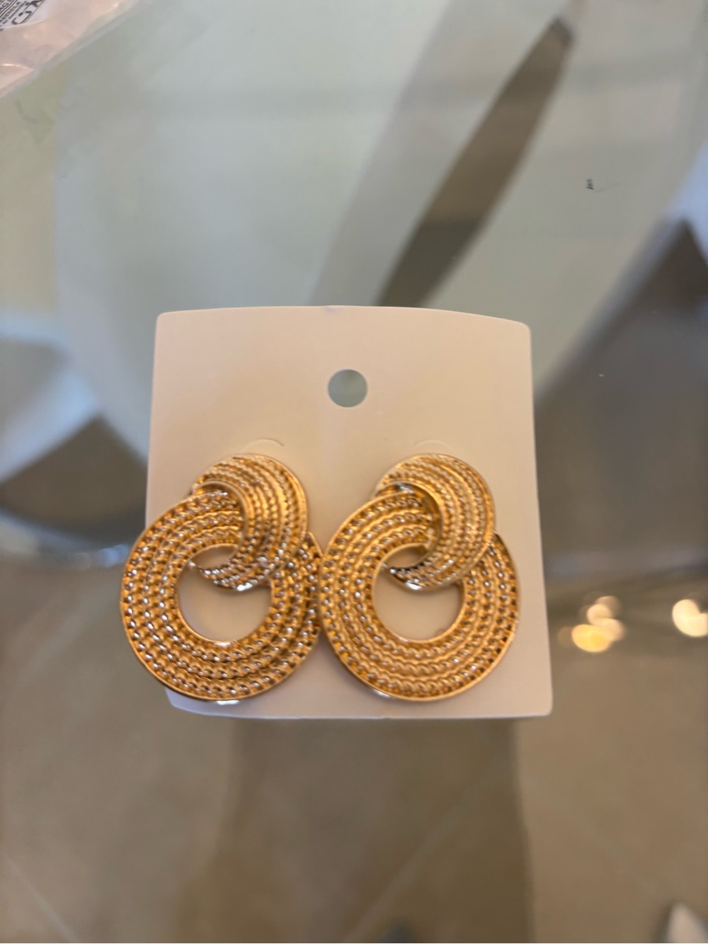 Gold Linked Circle Statement Earrings - Women Jewelry